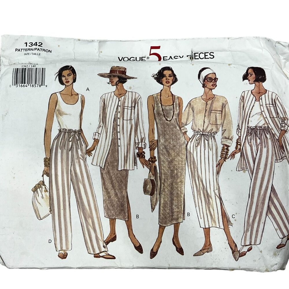 Vogue Five Easy Pieces Sewing Pattern 1342 Size 14-16-18